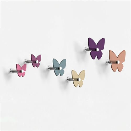 Giallobus - Appendiabiti da Parete - Butterfly Color 03 - Kit 6 pz - Vetro Acrilico - Kit 6 PCS. - Palette Colours 03 - Ganci attaccapanni e Accessori da Muro Decorativi