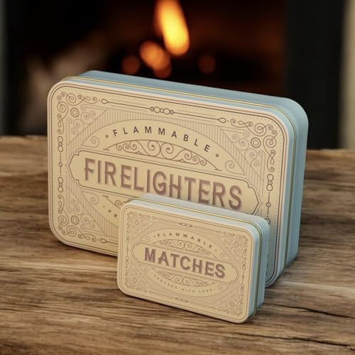TINIT Firelighter and Match Tin Set (Cream)