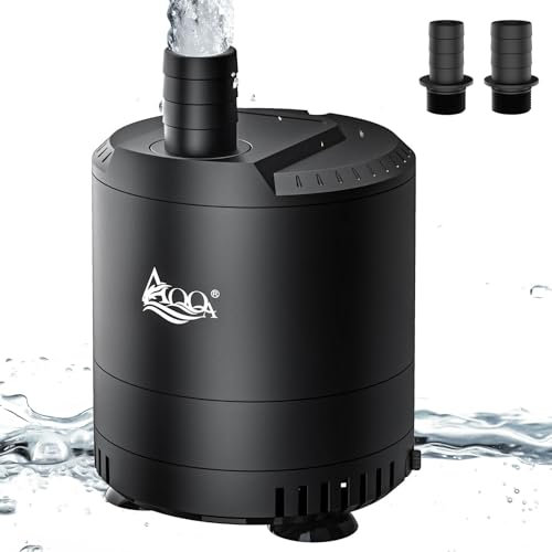 AQQA Pompa ad Acqua Sommergibile,Pompa sommergibile per acquario,portata d'acqua regolabile Pompa per acquario,con cavo di alimentazione da 1,8 m, 2 ugelli,per Acquari, Stagno di Pesce,Laghetto AQ077