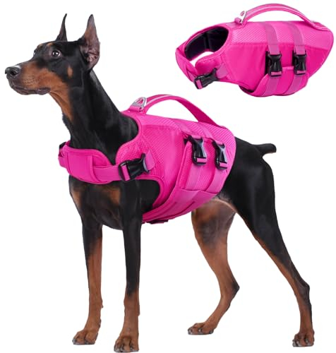 Kuoser Schwimmweste Hund, Hunde Schwimmweste, Einstellbar Schwimmweste Hund Klein,Schwimmweste Hund Groß, Schwimmweste für Hunde Blau XS