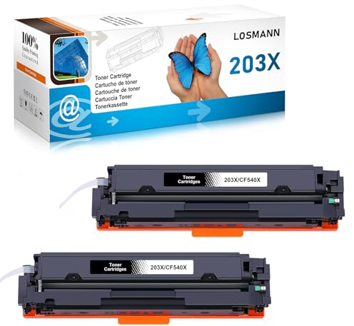 LOSMANN 203X Toner Kompatible für HP 203X CF540X 203A CF540A für HP Color Laserjet Pro MFP M281fdw MFP M280nw MFP M281cdw MFP M281fdn, HP Color Laserjet Pro M254dw M254dn M254nw (Schwarz, 2er-Pack)