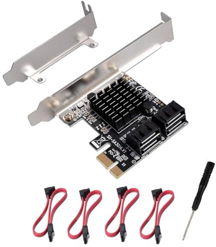 Scheda PCIE 1X SATA a 4 porte, con 4 cavi SATA e staffa a basso profilo, controller PCIE a SATA 3.0 6 Gbps, scheda di espansione PCIE a SATA, scheda PCIE controller SATA