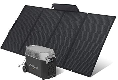 EF ECOFLOW DELTA Pro Power Station 3.6KWh/3600W with 400W Portable Solar Panel, Portable Solar Generator for Home Backup Outdoors Camping RV Emergency (Renewed)