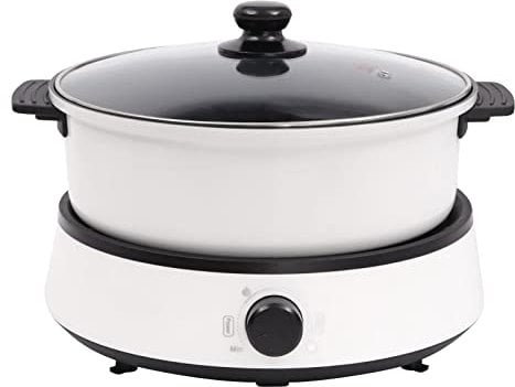 Electric Hot Pot, Cooker Separable Shabu Shabu Pot with Divider,Hotpot Pot Cooker Dual Sided,Non-Stick 4L Fondue Pot for 1-5 People,Suitable for Cooking hot Pot, Steak, stir-Fry, hot Soup (White)