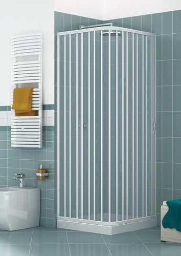 Box Doccia Angolare 70x90 cm 1 Anta a Soffietto in PVC H185 Manen Bianco