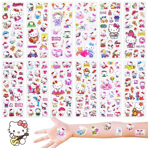 Puffy Aufkleber für Kinder, 12 Blätter 3D Kawaii Anime Sticker Wasserdicht Sticker Set für DIY Kunsthandwerk Fotoalbum Scrapbook Laptop Mädchen Party Kindergeburtstag Gastgeschenke 3 4 5 6 jährige