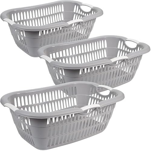 Sustania Vasca per la biancheria, set da 3 pezzi, grandi e stabili cesti portabiancheria con manici, in plastica robusta con lati ventilati