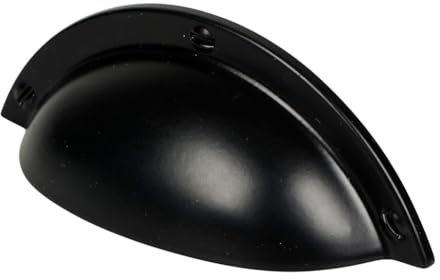 COGEX - Poignée de meuble, poignée coquille - Poignée coquille noire - 1 pièce - Vis inclues - Design élégant - Facile à installer - Idéal pour moderniser vos armoires et vos meubles - Durable