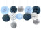 NICROLANDEE Hochzeitsdekorationen, 12 Stück Babyblaue Seidenpapier Pompons Papierlaternen Deko für Geburtstag, Babyparty, Brautparty, Junggesellenabschied, Papierlampion Hänge Party Dekoration