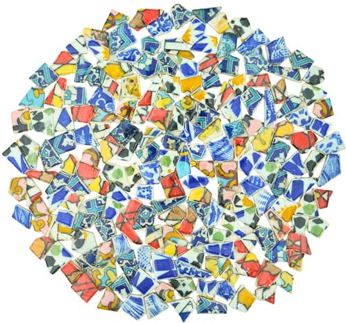 Yuvori Piastrelle a mosaico in porcellana irregolari geometriche astratte moderne da 0,5 kg, fatte a mano, per bagno, soggiorno, cucina, esterni (colore misto, piccolo)
