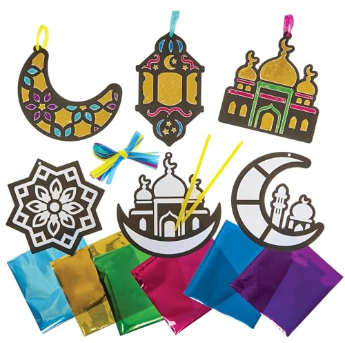 Baker Ross FN364 Ramadan Foil Art Decorations - Pack of 8, Ramadan Arts and Crafts Decorations for Kids