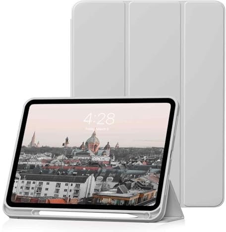 HMTDIYOU Hülle für iPad 11. Generation 11 Zoll 2025 A16, iPad 10. Gen Hülle mit Stifthalter 2022 10,9 Zoll, Weiche Silikon Schutzhülle für i Pad 11/10, Automatisches Schlafen/Aufwachen, Grau