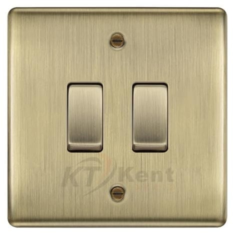 BG Nexus Antique Brass 2 Gang Intermediate Custom Grid Light Switch