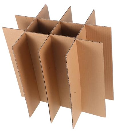 Didiseaon 5pcs Brown Cardboard Dividers Inserts for Wine Bottle Shipping Box, 12-grid Cell Divider 75x75x300mm Small Compartments, Protective Packaging for Secure Glassware Transport