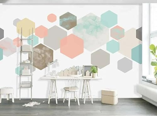 3D Geometry Colourful Hexagon 3D Wallpaper Feature Office Living Room Sofa Bedroom TV Background Wall Decoration-430cm×300cm