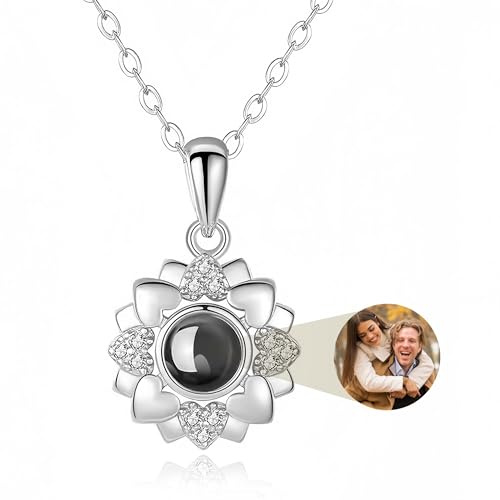 Emoragifou Personalisierte Kette mit Bild Projektion, Halskette Damen mit Foto im Anhänger, Personalisierte Geschenk für Frauen Freundin Ehefrau Mutter - Zum Geburtstag, Valentinstag & Weihnachten