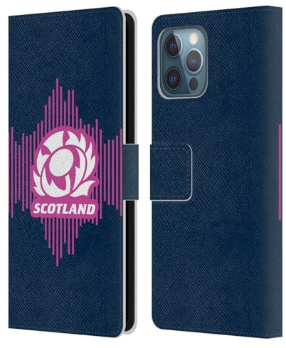 Head Case Designs Licenza Ufficiale Scotland Rugby Home Kit per Stemma 2025/26 Custodia Portafoglio in Pelle Compatibile con Apple iPhone 12 PRO Max