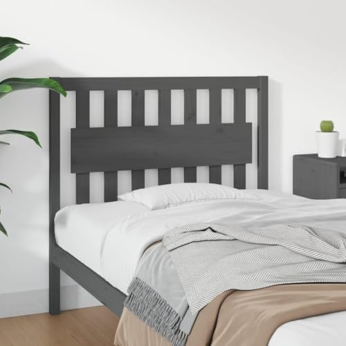 Qnhdfrt Kopfteil Bett massiv Kiefer 105,5x4x100 cm Grau mit rustikalem Charme und rückenfreundlicher Erhöhung für Schlaf und Gästezimmer