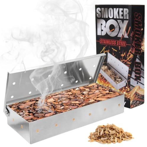 Räucherbox Edelstahl Smoker Box Räucherkasten Grillzubehör für Gasgrill Kohlegrill BBQ für Feinste Raucharomen