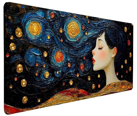 Black Mouse Pad Large 900x400x3 mm, Woman Gaming Mouse Pad Waterproof Desk Mat with 3MM Stitched Edges, Non-Slip Rubber Base Mousepad Computer Accessories for Gaming, Office, Home, Gifts -lsy26039U