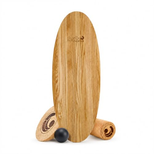 Balance Board [im Set mit App] Waveboard Wobble Board - Wackelbrett Balanceboards - Surf-Trainer Erwachsene & Jugendliche - Gleichgewichtstrainer Balance Board Kinder - Balance Board Holz