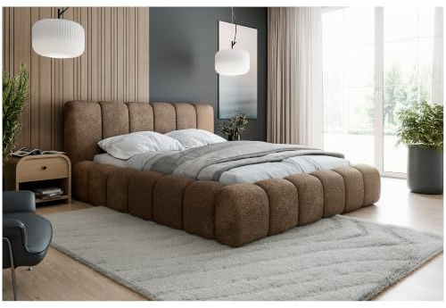MEBLINI Polsterbett 180x200 mit Lattenrost - Braun Boucle ohne Matratze - SOFINA - Bubble Bett - Cloud - Marshmallow Bed - Kopfteil Bett mit Stauraum - Betten