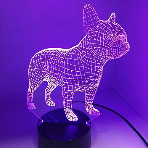 Jinson well 3D französische bulldogge hund Lampe optische Illusion Nachtlicht nacht licht 7 Farbwechsel Touch Switch Tisch Schreibtisch Dekoration Lampen perfekte mit Acryl Flat Base USB Spielzeug