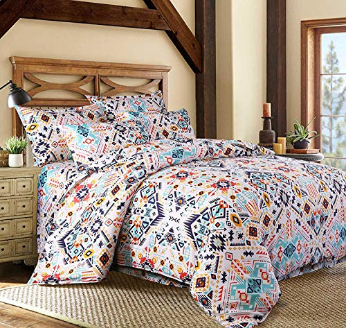 Loussiesd Bohemian Duvet Cover Set Double Exotic Bedding Set Lightweight Aztec Reversible Bedspread Cover Luxury Microfiber Comforter Cover with 2 Pillow Shams, 3 Pcs Boho Bedroom Decor