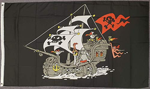 flaggenmeer® Flagge Piratenschiff schwarz 80 g/m² ca. 90 x 150 cm