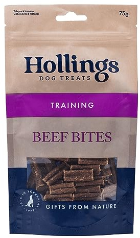 Hollings Beef Bites Dog Training Treats, Delicious Beef Treats for Adult Dogs, High in Protein & Made with 100% Natural Ingredients (75g)