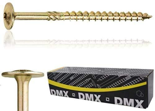 CT Lot de 50 vis à tête plate Torx TX avec tête plate Jaune galvanisé 8 x 100 mm