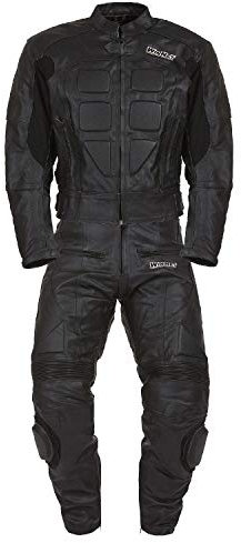 WinNet Tuta divisibile di pelle da moto giacca e pantaloni separabili in 2 pezzi (XS, NERO)