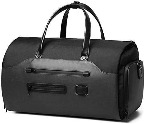 OZUKO Turnbeutel Rucksack, 4 in 1 Handgepäcktasche Kleidersack Große Seesack Anzug Reisetasche Wochenendtasche Flugtasche Übernachtungstasche mit Schuhfach (Schwarz 1)
