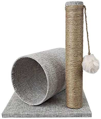 ZXCVB Gatos Postes Rascadores，Rascador De Gatos，con TúNel Y Peluches，Es El Mejor Lugar De Entretenimiento para Gatos，Previene Eficazmente DañOs En El Hogar,Grey-Tree