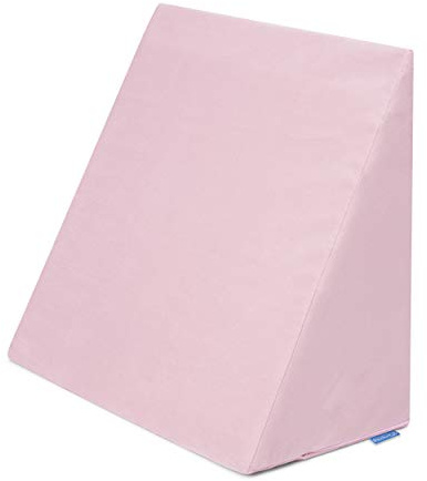 Badum - Rückenkissen - Keilkissen Bett - 60 x 50 x 30 cm - mit Schicht aus Memory Foam, Bezug Abnehmabar & Waschbar - Lesekissen, Matratzenkeil, Ergonomisches Kissen - Hellrosa