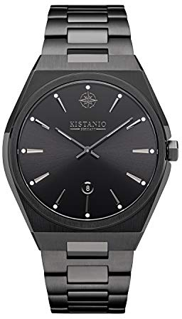Kistanio Milano Herrenuhr mit Edelstahlarmband 10ATM Saphirglas Black Schwarz BK-BK-S