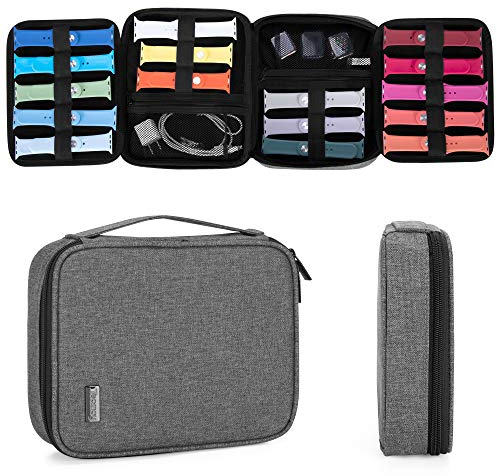 Teamoy 26 Uhrenarmband-Reiseetui, Uhrenarmband-Aufbewahrungskoffer für alle Serien von Uhrenarmbändern, Uhrenarmband-Organizer, Tragetasche, nur Tasche, Grau