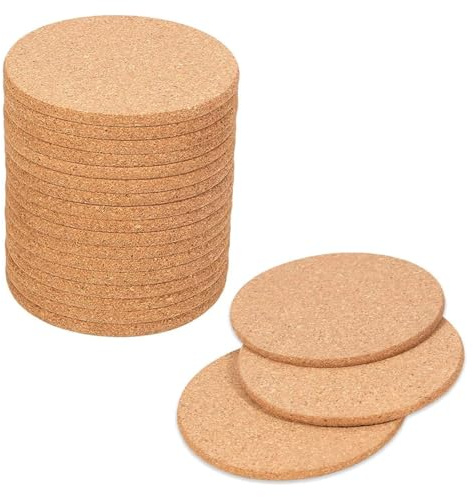LATRAT 20 Stück Untersetzer Kork Runde Retro Untersetzer Set, Ø 10 cm Glasuntersetzer Bierdeckel Blumentopfuntersetzer