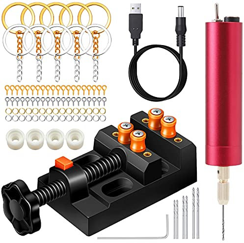Juego de brocas eléctricas de resina, tornillo de banco para moldes de fundición de joyas, tornillo de banco de prensa antideslizante YASPIT de 210 piezas, suministros para hacer llaveros, kit de