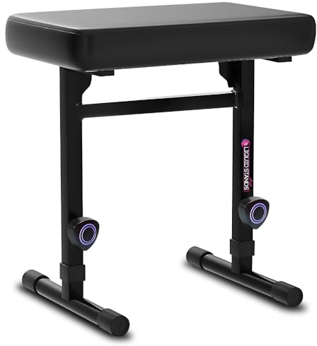 Liquid Stands Piano Bench Adjustable Stool – Music Keyboard Bench Seat for Piano Keyboard Stand with Black Padded Cushion for Musicians Piano Stool Chair,MS1083