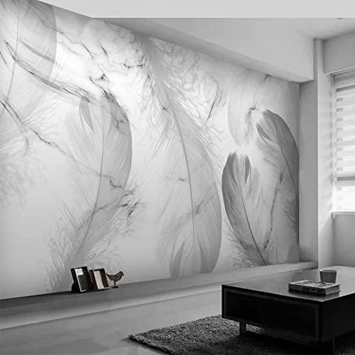 XTSWallpaper Carta Da Parati Murale Effetto 3D 400X280Cm Grigio Trama Piume Carta Da Parati Autoadesiva In Pvc Fotomurali 3D Carta Da Parati 3D Effetto Quadri Murali Murale Decorazione