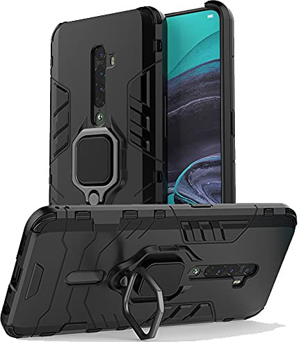 NOVAGO Compatible avec Oppo Reno 2- Coque Souple Transparente et résistante Anti Choc (Noir Anneau)…