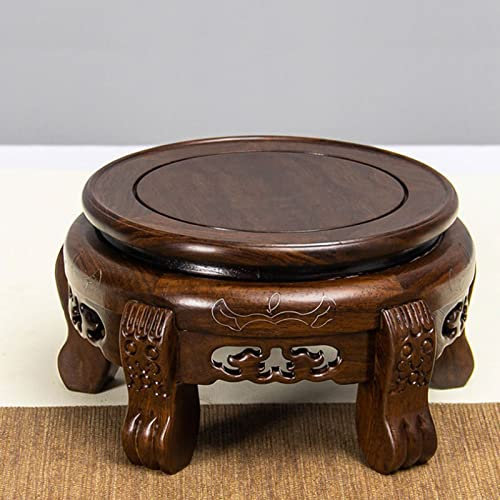 ZJKXJH PiéDestal en Bois Socle De Présentation en Bois Rond, Petit Socle pour Théière, Fleur Bonsaï, Meuble Oriental Présentoir pour Vase en Bois D'Ebène (Color : Inner Diameter, Size : 15cm/5.9in)