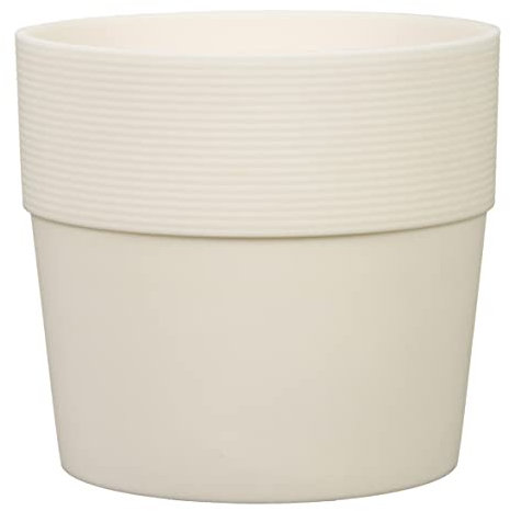 Scheurich Groove 21, Blumentopf/Pflanzkübel, rund, Farbe: Avorio, hergestellt mit recyceltem Kunststoff, 8 Jahre Garantie, für den Innenbereich