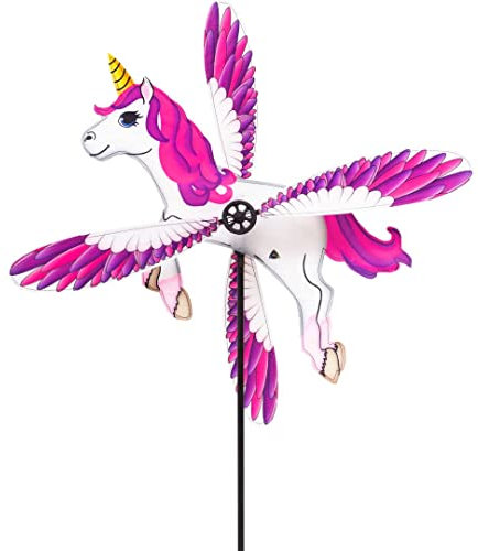 HQ Design Windspiration - Paddle Spinner, UV-beständige und wetterfeste Windspiel Deko für Garten, Terrasse und Balkon - Windrad inkl. Standstab (Pegasus)