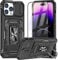 AKABEILA Case Screen Protector for iPhone 11 Pro Max Phone Case Tempered Glass Protective Film TPU PC Hybrid Case Cover Rotate Stand Slide Camera Protection 6.5 Black