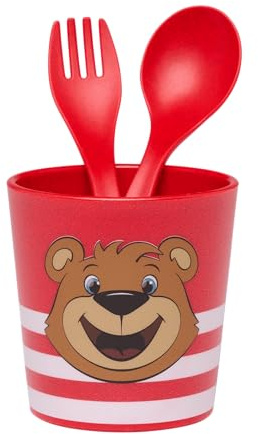 FC Bayern München I Becher + Besteck Set I Kindergeschirr I Berni 2teilig I Baby I Rot