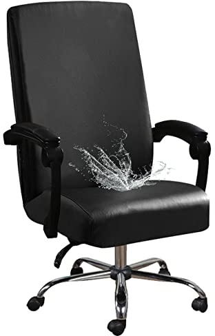 Bestenrose Waterproof Office Chair Cover with Elastic Bottom Stretch Computer High Back Chair Cover Chair Slipcovers Protector Removable Chair Seat Cushion Protectors (Black, Large)