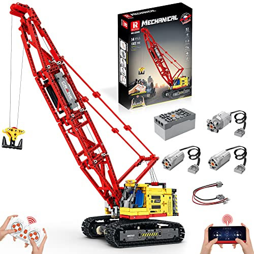 VLites Technik Ferngesteuert Kran klemmbausteine 1322 Teile, Crawler Mechanical Crane mit Motor, Geschenk für Erwachsene und Jungen