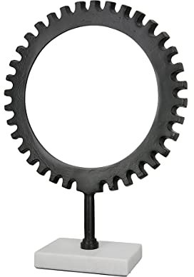 Casablanca Moderne Deko Skulptur XL Zahnrad - rundes Dekoobjekt aus Aluminium - Dekoration Wohnzimmer - Farbe: schwarz - Höhe 43 cm